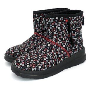 I Love UGG Kisses Black Floral Suede Upper Short Boots Ankle Booties